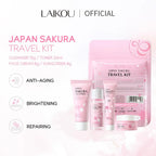 4pcs/Bag Sakura Skin Care Sets Facial Cleanser Face Face Toner Sunscreen Moisturizing Smoothing Nourishing Skincare Product
