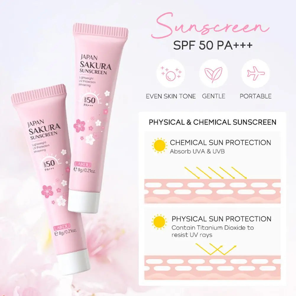 4pcs/Bag Sakura Skin Care Sets Facial Cleanser Face Face Toner Sunscreen Moisturizing Smoothing Nourishing Skincare Product