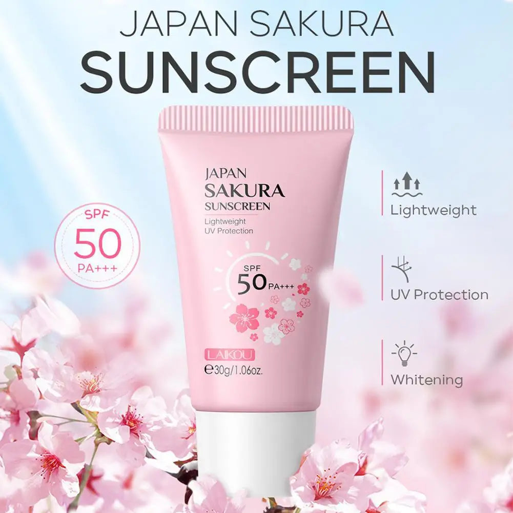 SPF50 Sun Cream Sakura Face & Body Sunscreen 1.06oz Natural Moisturizing Water Resistant Skin Sun Protection Protects Calms