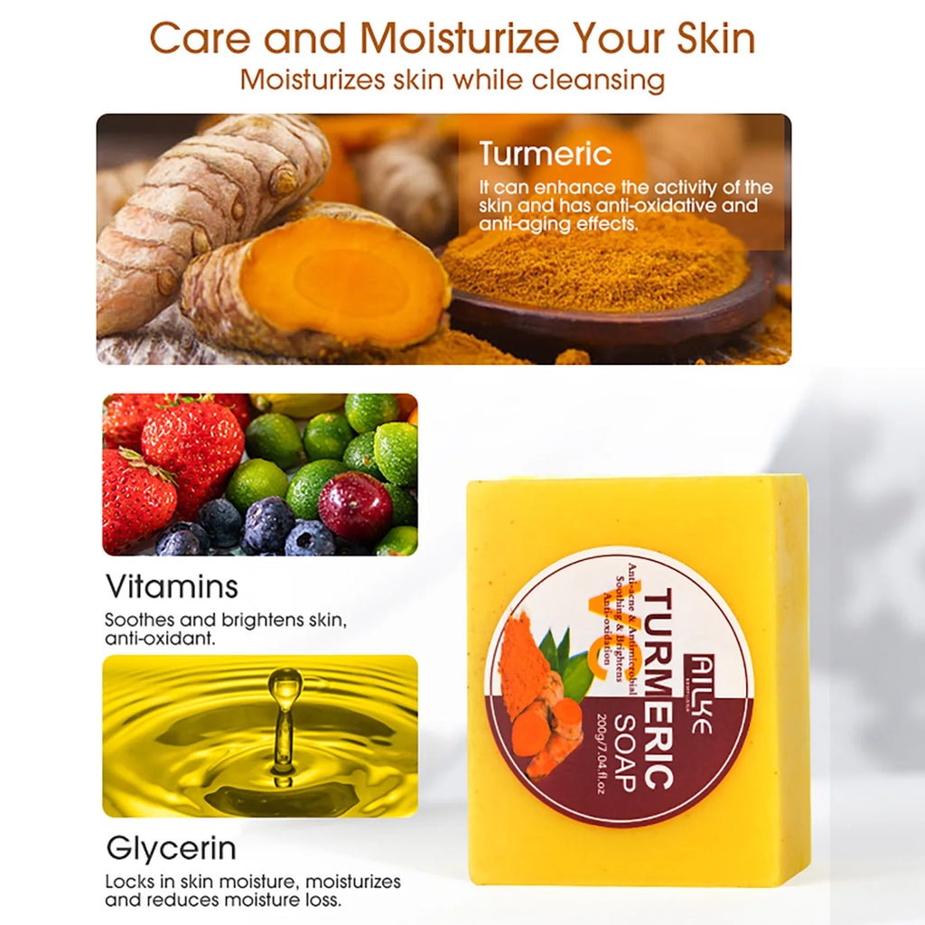 AILKE Organic Turmeric Whitening Skin Care Set, with Vitamin C, Clean Skin, Reduce Acne, Hydrating and Firming for Women