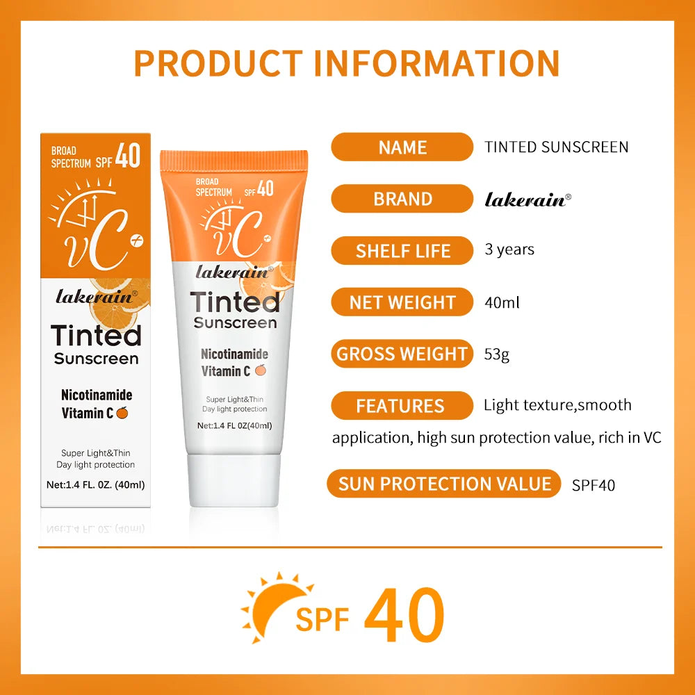 Vitamin C Sunscreen Foundation Vitamin E moisturizing whitening even skin tone delays aging and reduces skin fine lines