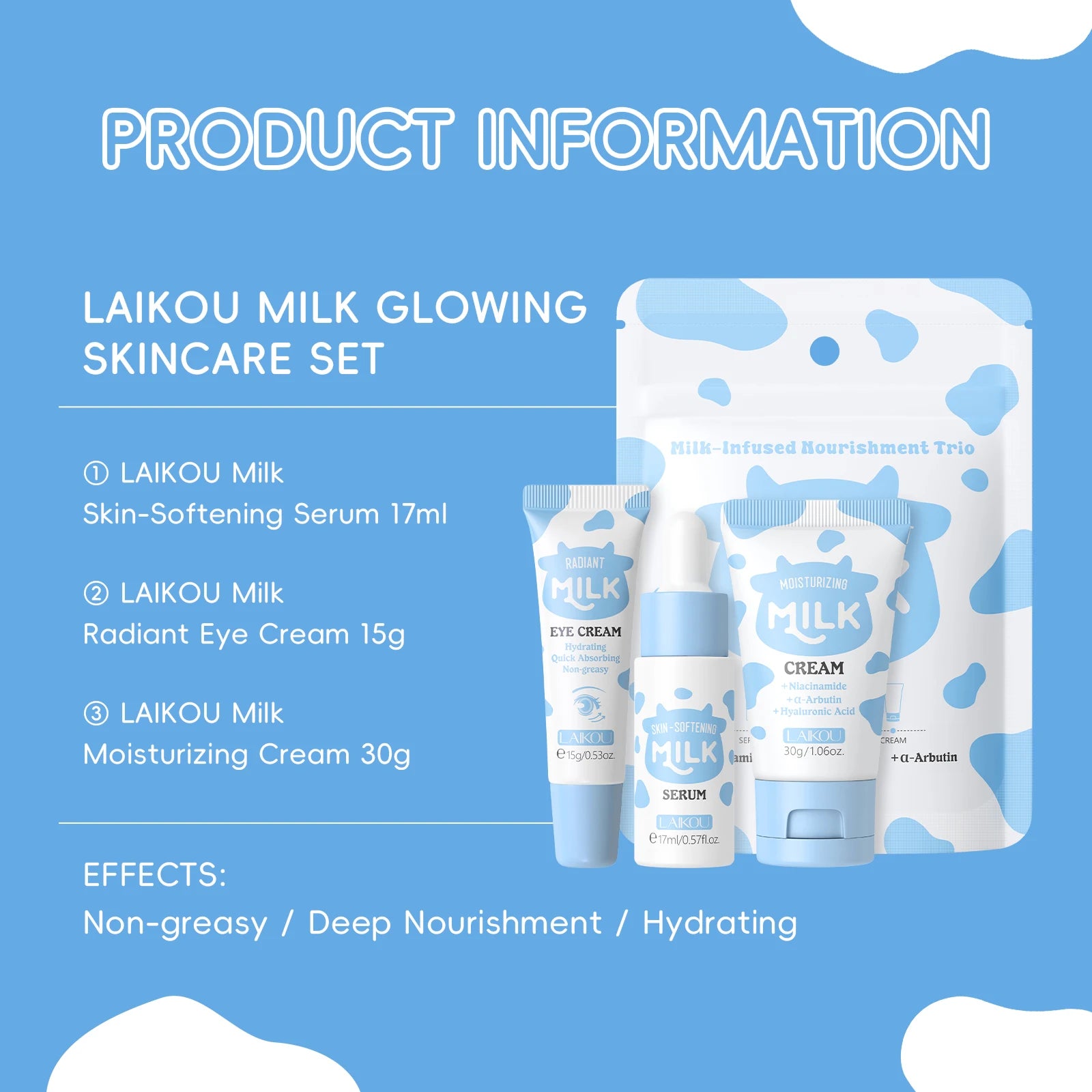 LAIKOU Milk Glowing Trio Set Deep Nourishment Kit