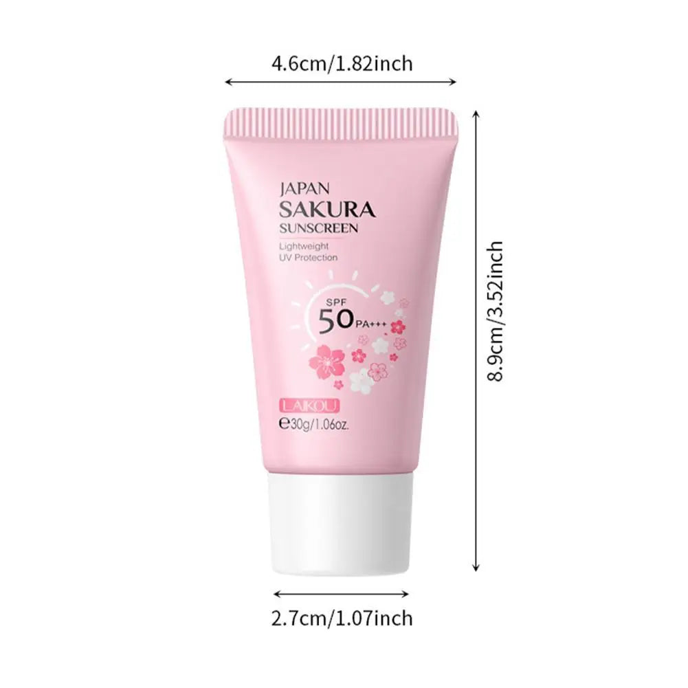 SPF50 Sun Cream Sakura Face & Body Sunscreen 1.06oz Natural Moisturizing Water Resistant Skin Sun Protection Protects Calms