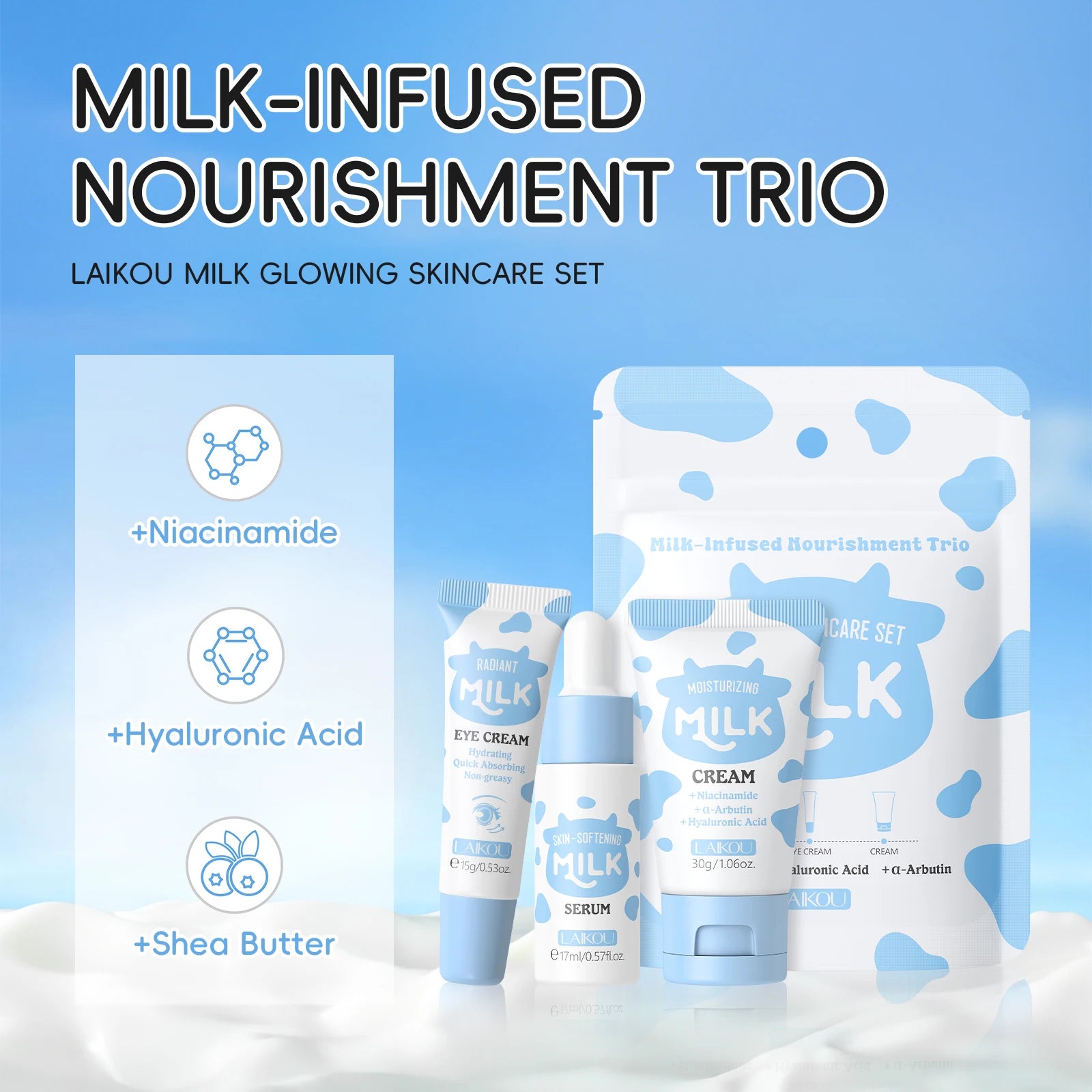 LAIKOU Milk Glowing Trio Set Deep Nourishment Kit