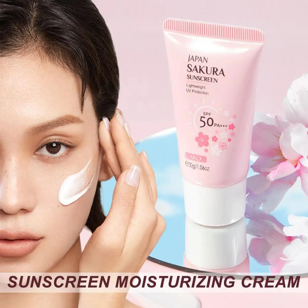 SPF50 Sun Cream Sakura Face & Body Sunscreen 1.06oz Natural Moisturizing Water Resistant Skin Sun Protection Protects Calms