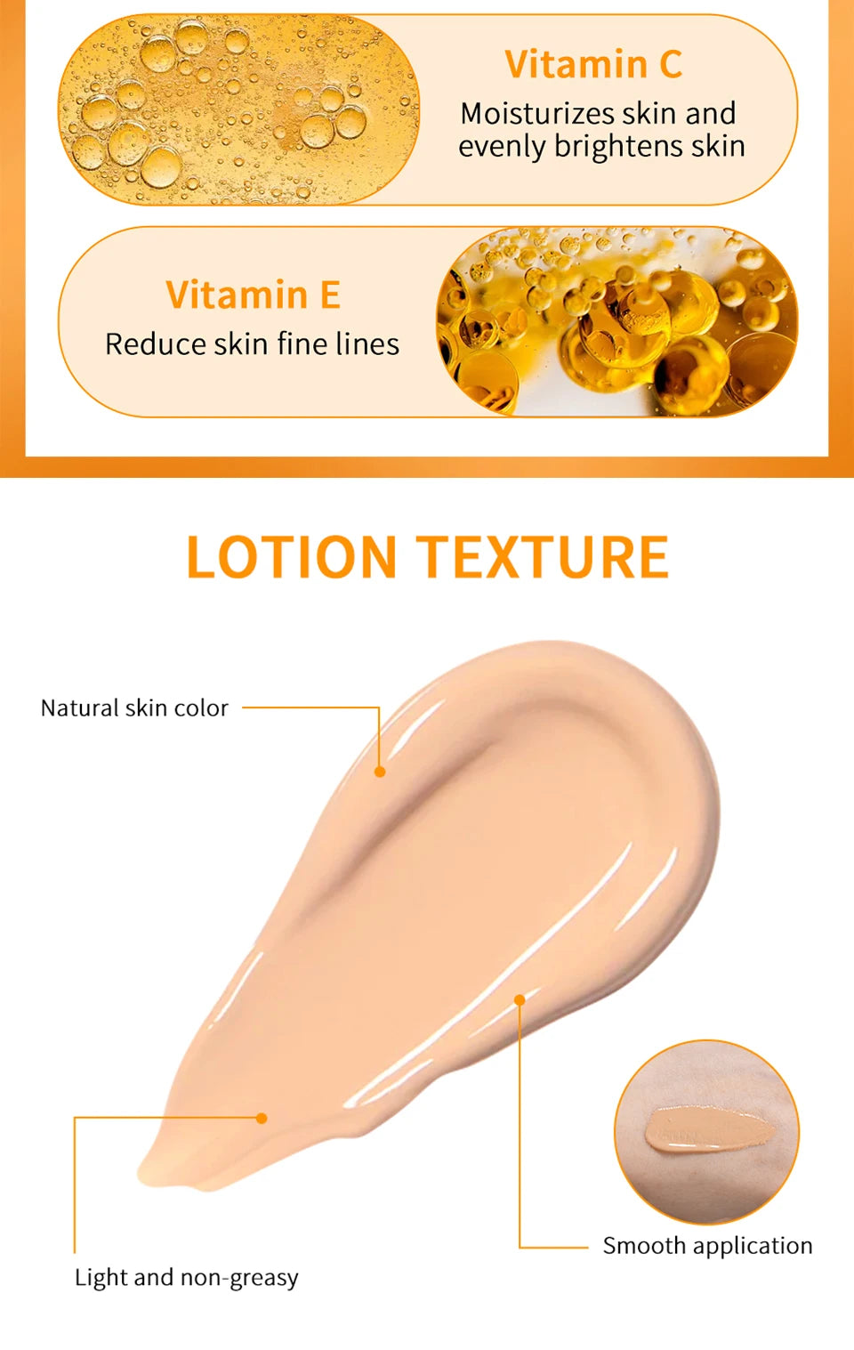 Vitamin C Sunscreen Foundation Vitamin E moisturizing whitening even skin tone delays aging and reduces skin fine lines