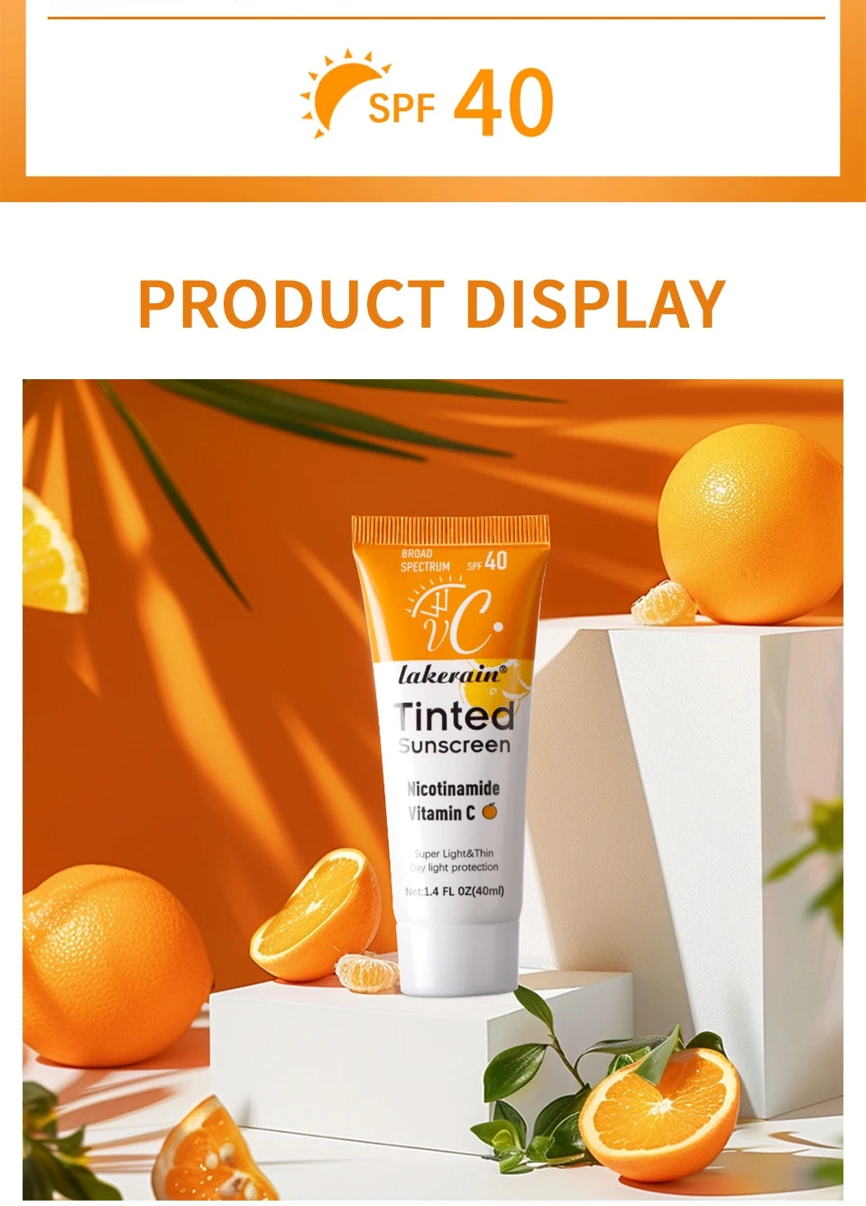 Vitamin C Sunscreen Foundation Vitamin E moisturizing whitening even skin tone delays aging and reduces skin fine lines
