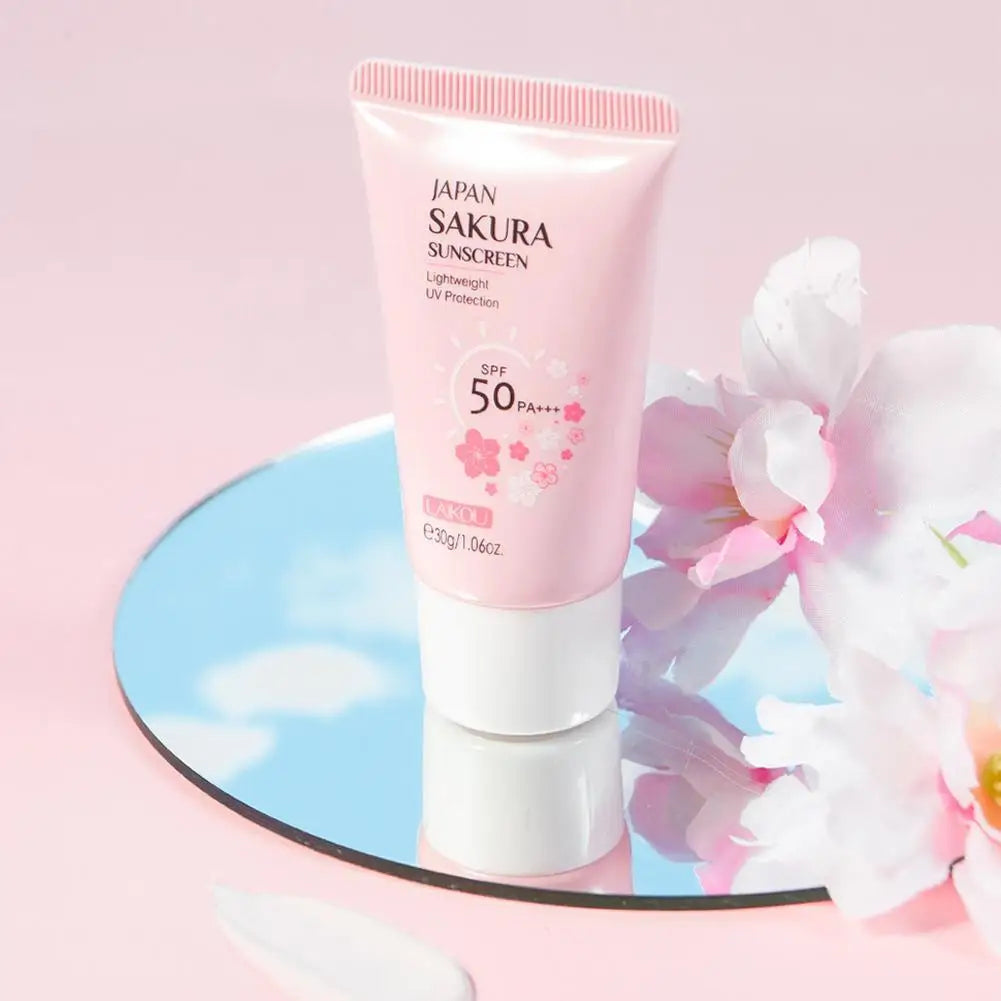SPF50 Sun Cream Sakura Face & Body Sunscreen 1.06oz Natural Moisturizing Water Resistant Skin Sun Protection Protects Calms