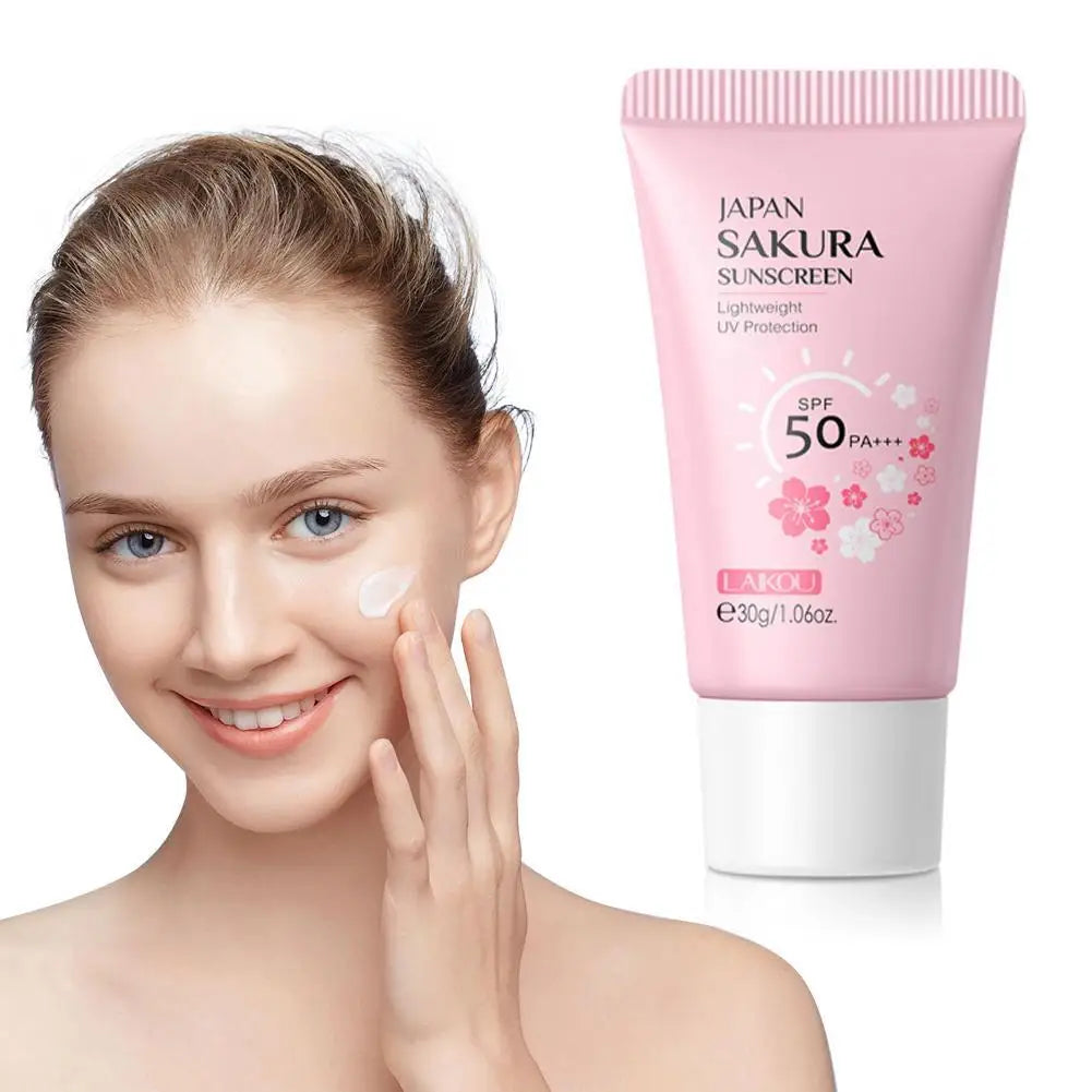 SPF50 Sun Cream Sakura Face & Body Sunscreen 1.06oz Natural Moisturizing Water Resistant Skin Sun Protection Protects Calms