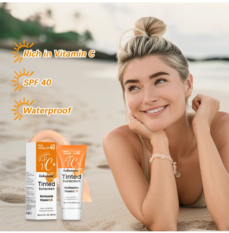 Vitamin C Sunscreen Foundation Vitamin E moisturizing whitening even skin tone delays aging and reduces skin fine lines