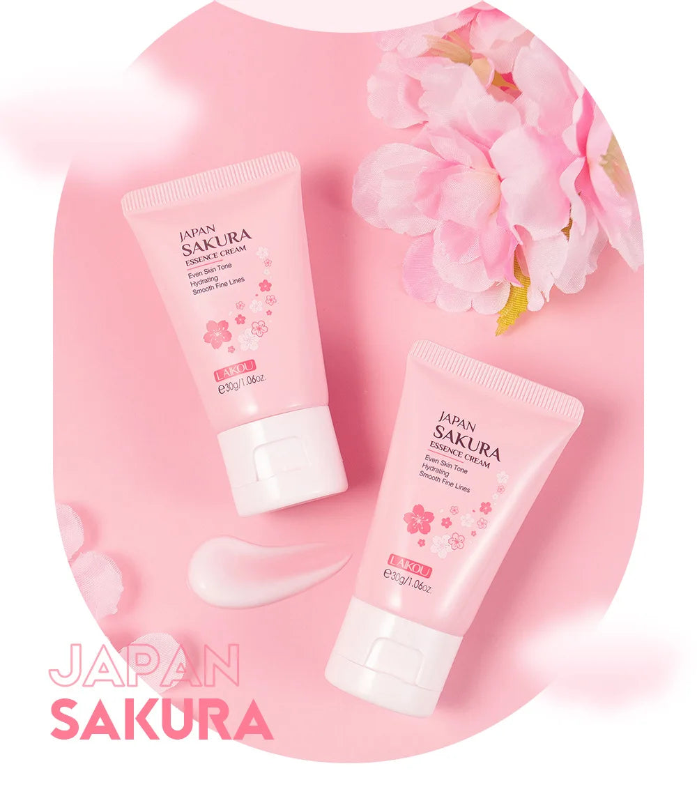 Sakura Whitening Face Cream Moisturizing Brighten Wrinkle Remover Fade Fine Lines Serum Firm Lift Shrink Pores  Smooth Skin Care