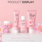 4pcs/Bag Sakura Skin Care Sets Facial Cleanser Face Face Toner Sunscreen Moisturizing Smoothing Nourishing Skincare Product