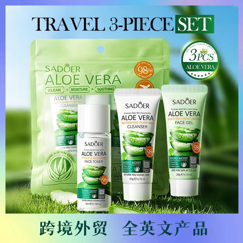 Facial Skin Care Set Moisturizing Facial Cleanser Refreshing Facial Cleanser firming Aloe Vera Face Gel Rejuvenate Skin Lighten