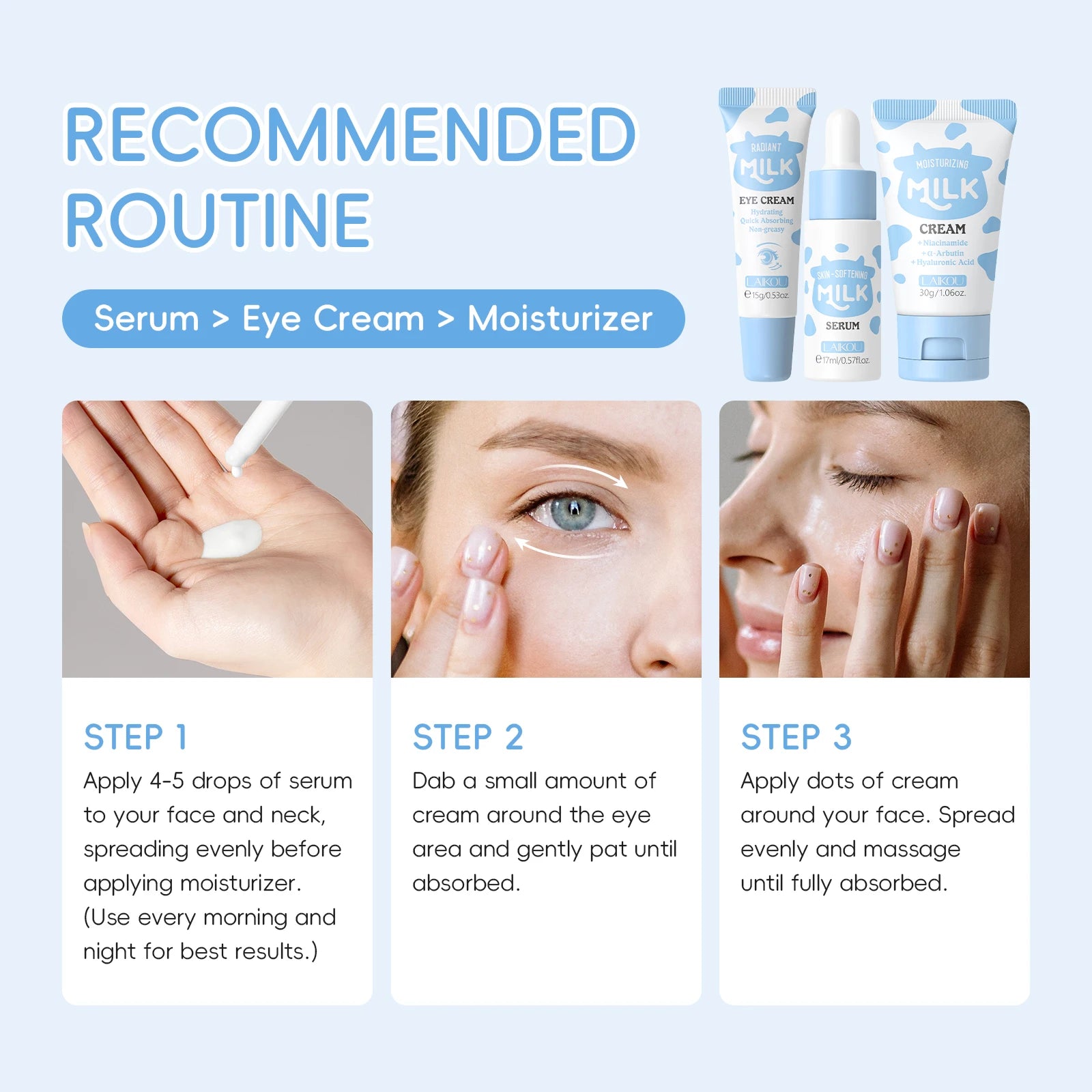 LAIKOU Milk Glowing Trio Set Deep Nourishment Kit