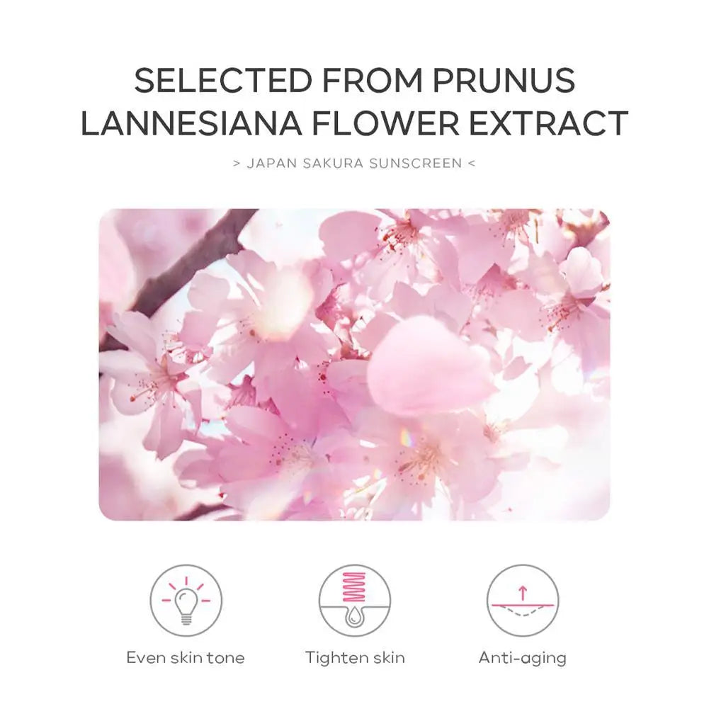 SPF50 Sun Cream Sakura Face & Body Sunscreen 1.06oz Natural Moisturizing Water Resistant Skin Sun Protection Protects Calms