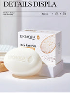 BIOAQUA White Rice Raw Pulp Facial Soap Face Wash Foam Facial Cleanser Moisturizing Oil Control Body Bathing Handmade Soap
